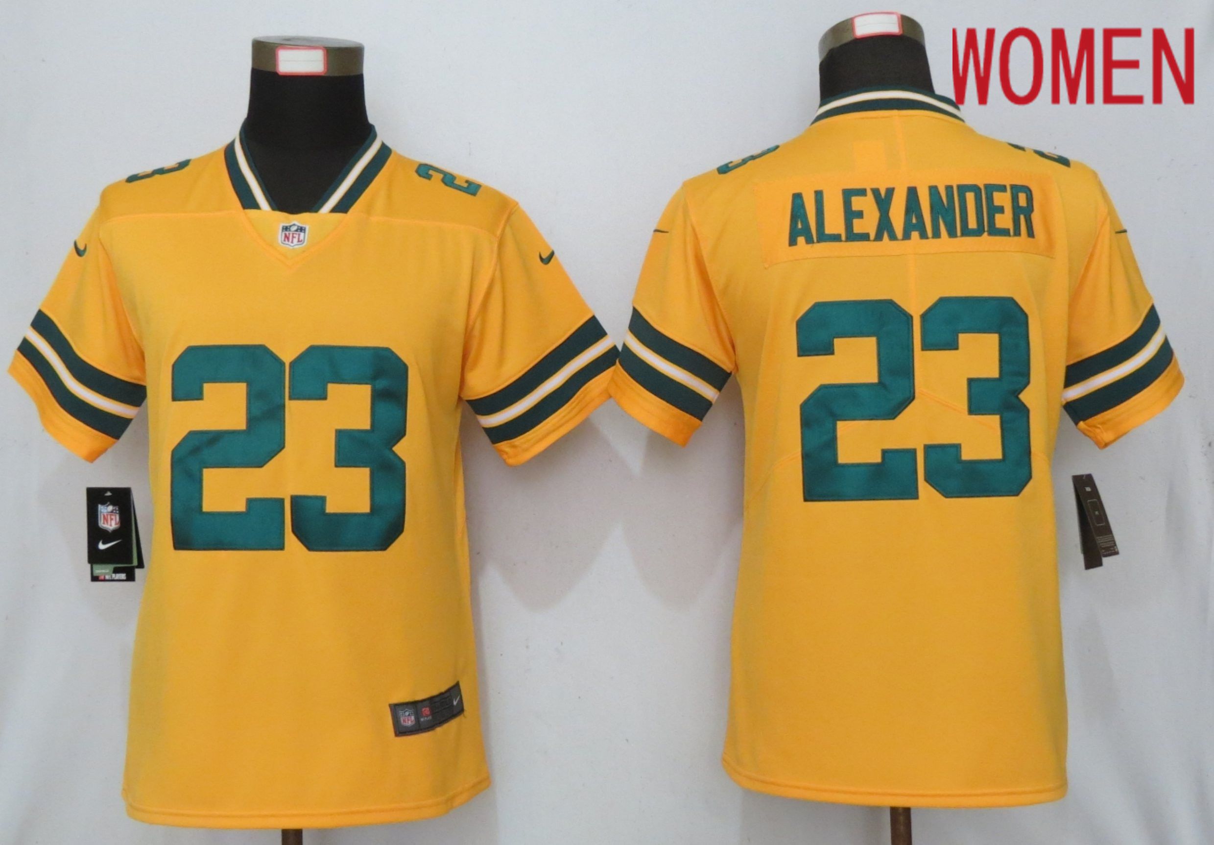 Women Green Bay Packers #23 Alexander 2019 Vapor Untouchable Nike Gold Inverted Elite Playe NFL Jerseys